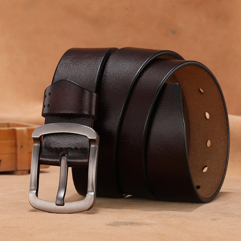 Wholesale Men Casual Square Metal Buckle Split Leather Belt