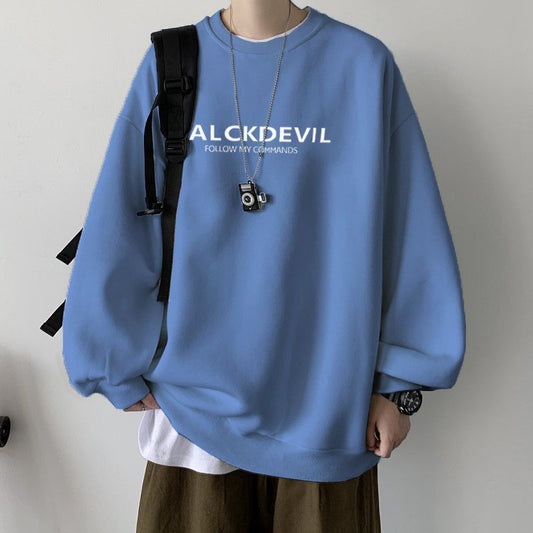 Wholesale Men Basic Long Sleeve Round Neck Letter Printed Loose Sweatshirt