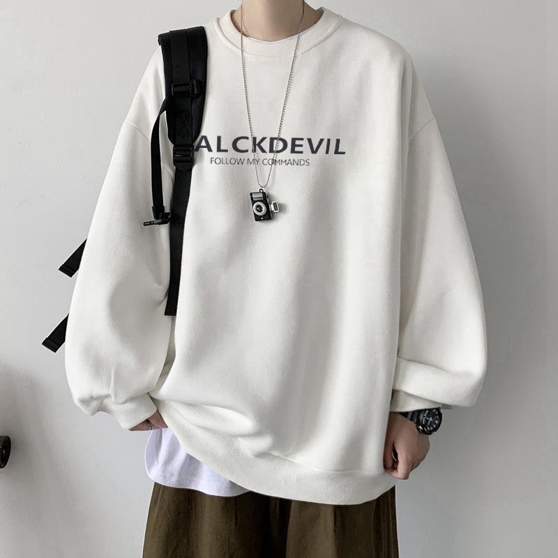 Wholesale Men Basic Long Sleeve Round Neck Letter Printed Loose Sweatshirt