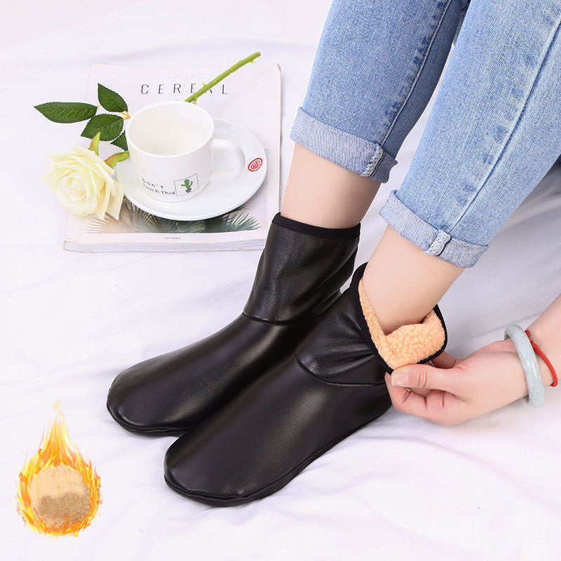 Wholesale Unisex Casual Fleece Tall Thermal Leather Socks