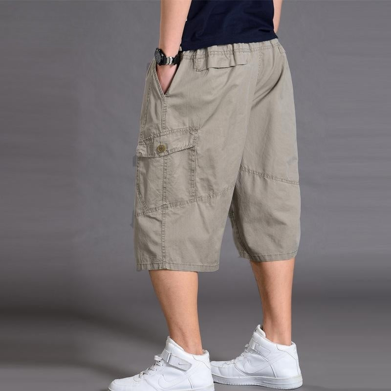 Wholesale Men Casual Mid-Rise Multi-Pocket Large Size Loose Shorts