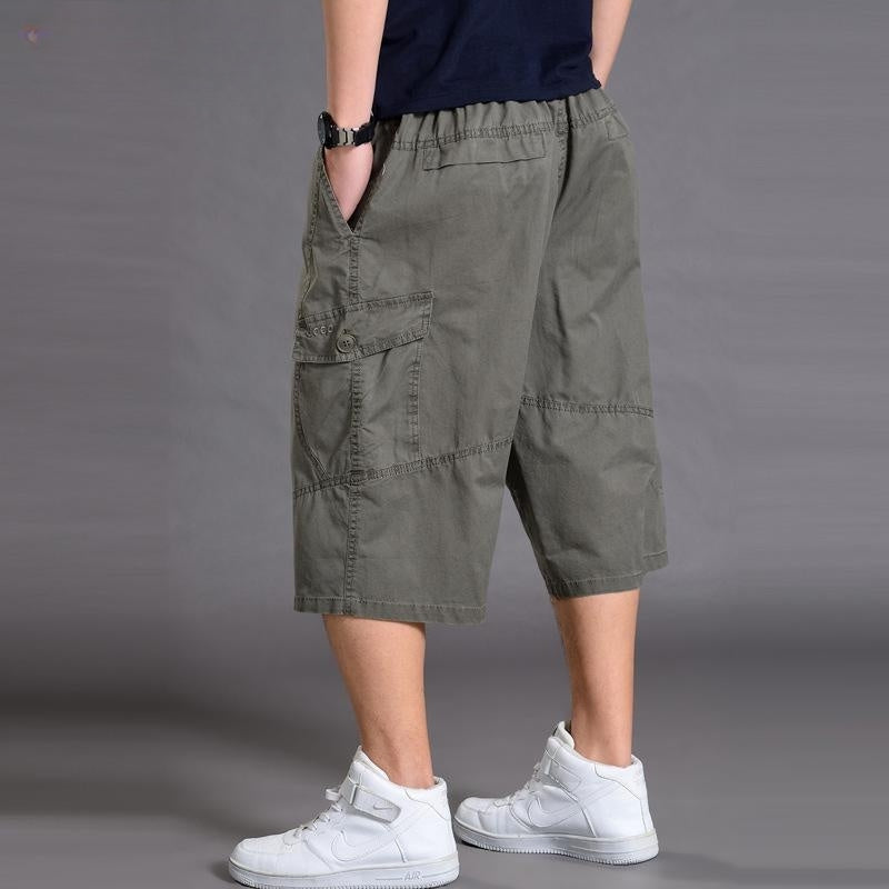 Wholesale Men Casual Mid-Rise Multi-Pocket Large Size Loose Shorts