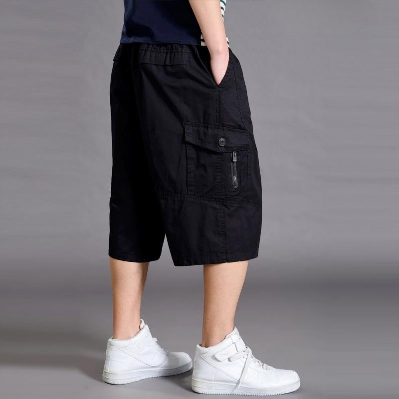 Wholesale Men Casual Mid-Rise Multi-Pocket Large Size Loose Shorts