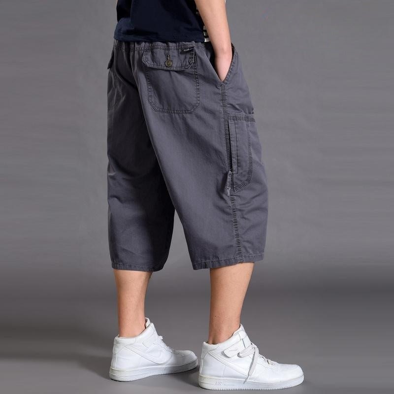 Wholesale Men Casual Mid-Rise Multi-Pocket Large Size Loose Shorts