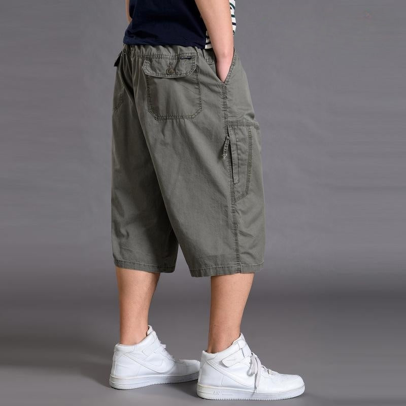 Wholesale Men Casual Mid-Rise Multi-Pocket Large Size Loose Shorts