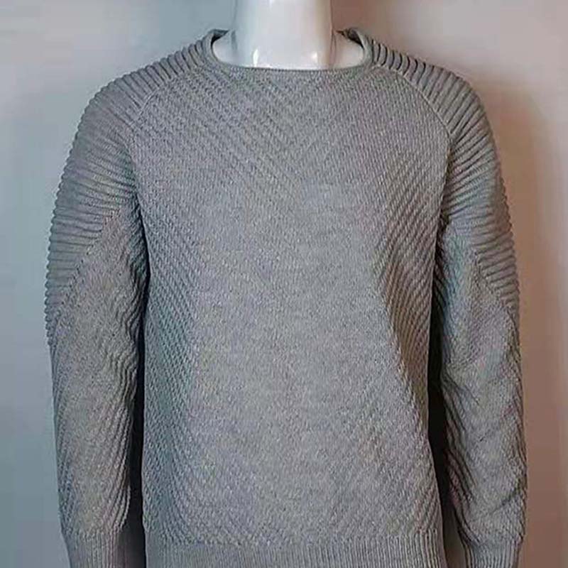 Wholesale Men Autumn Winter Fashion Casual Commuter Solid Color Round Neck Knitted Sweatshirts