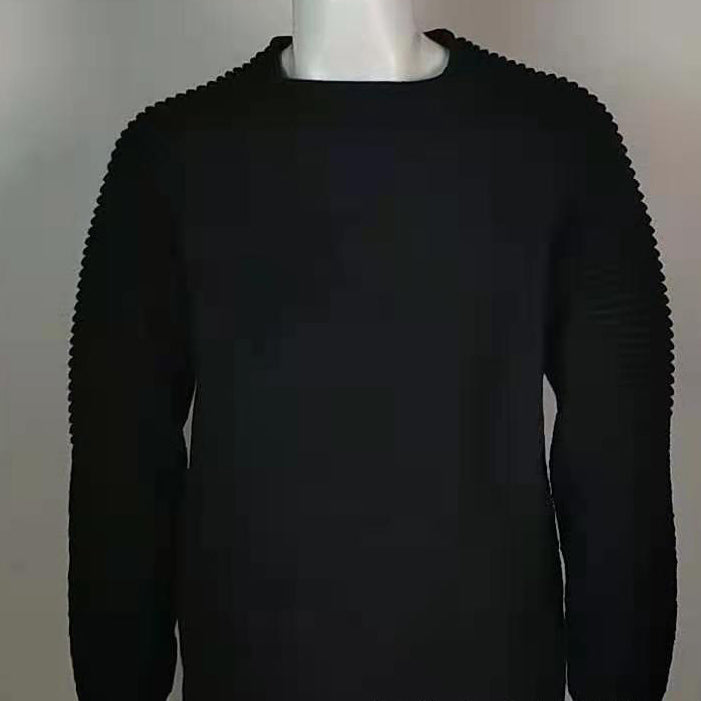 Wholesale Men Autumn Winter Fashion Casual Commuter Solid Color Round Neck Knitted Sweatshirts