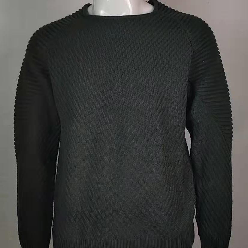 Wholesale Men Autumn Winter Fashion Casual Commuter Solid Color Round Neck Knitted Sweatshirts