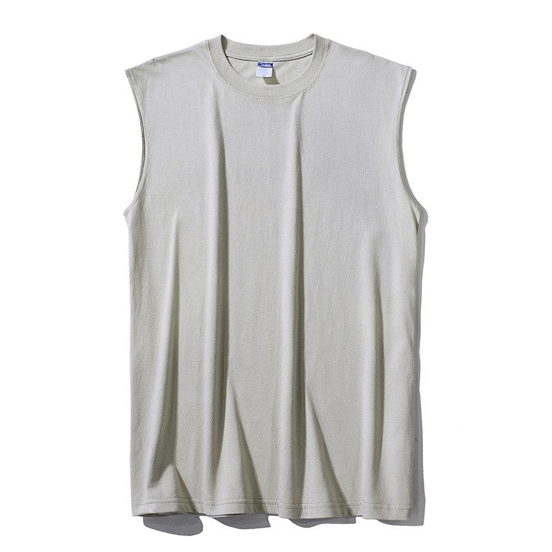 Wholesale S-5XL Men Fashion Solid Color Round Neck Tank