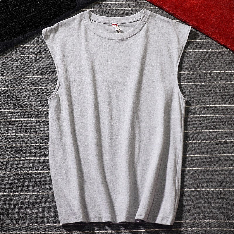 Wholesale S-5XL Men Fashion Solid Color Round Neck Tank