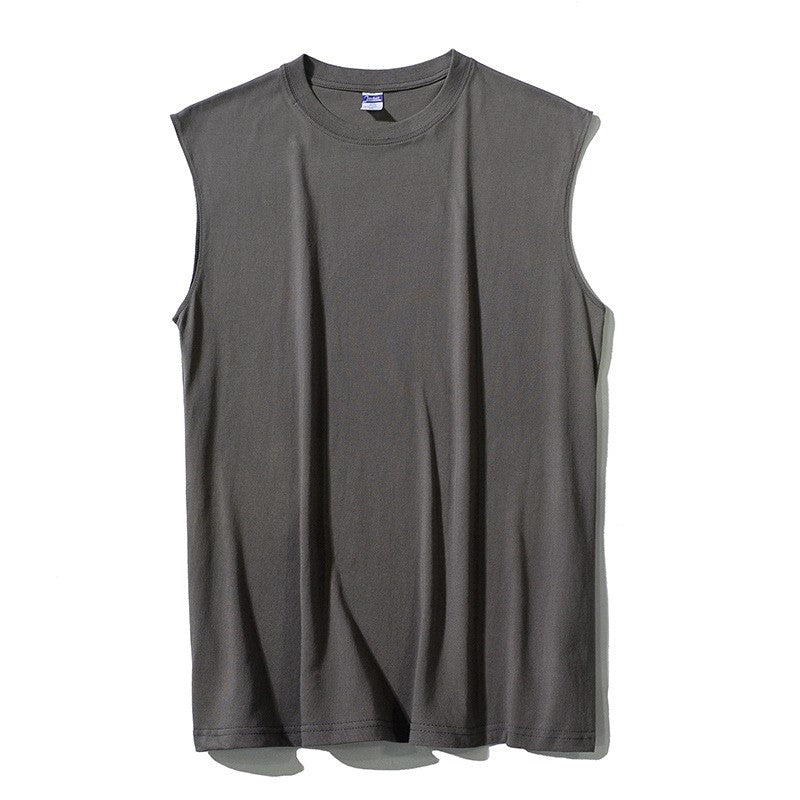 Wholesale S-5XL Men Fashion Solid Color Round Neck Tank