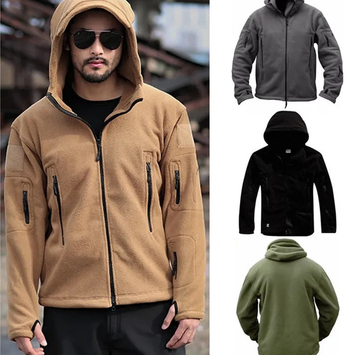 Wholesale Men Casual Solid Color Zipper Hooded Long Sleeves Workwear Jacket