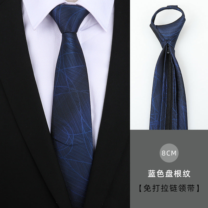 Wholesale Men Simple Fashion Stripe Zipper-Free Tie