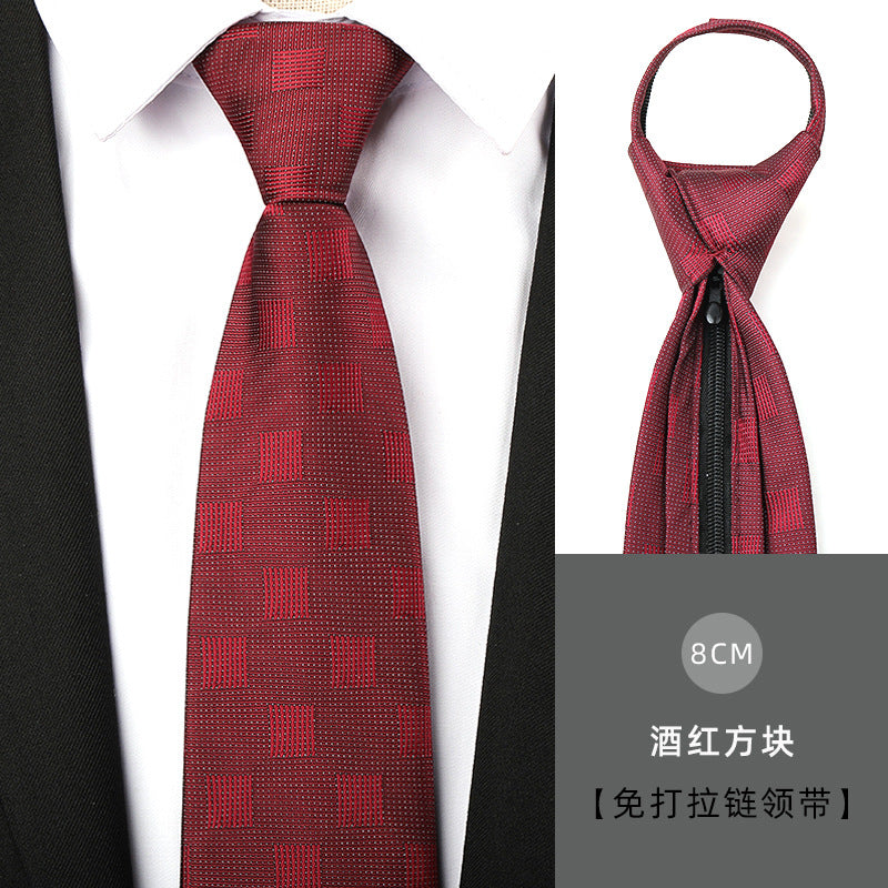 Wholesale Men Simple Fashion Stripe Zipper-Free Tie