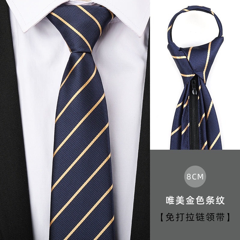 Wholesale Men Simple Fashion Stripe Zipper-Free Tie