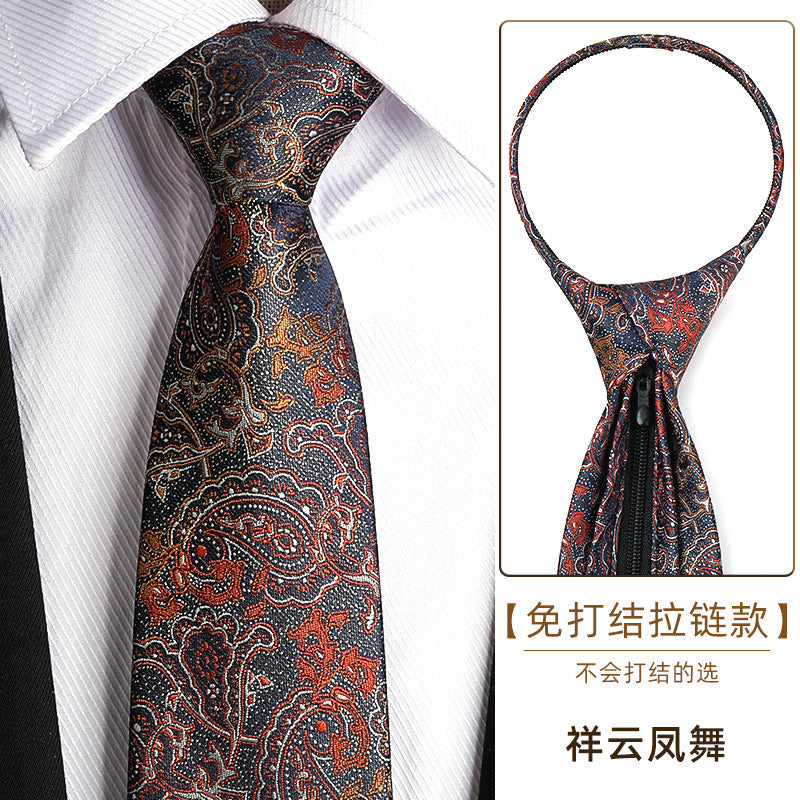 Wholesale Men Simple Fashion Stripe Zipper-Free Tie