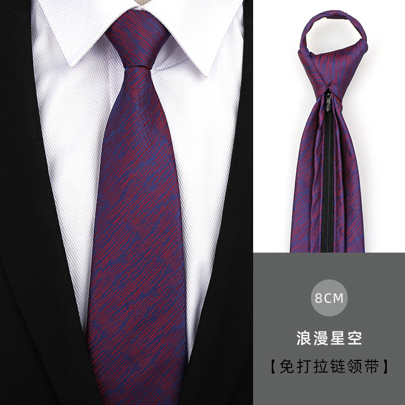 Wholesale Men Simple Fashion Stripe Zipper-Free Tie