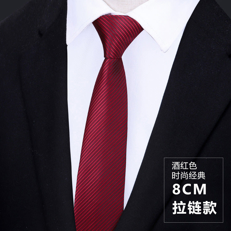 Wholesale Men Simple Fashion Stripe Zipper-Free Tie