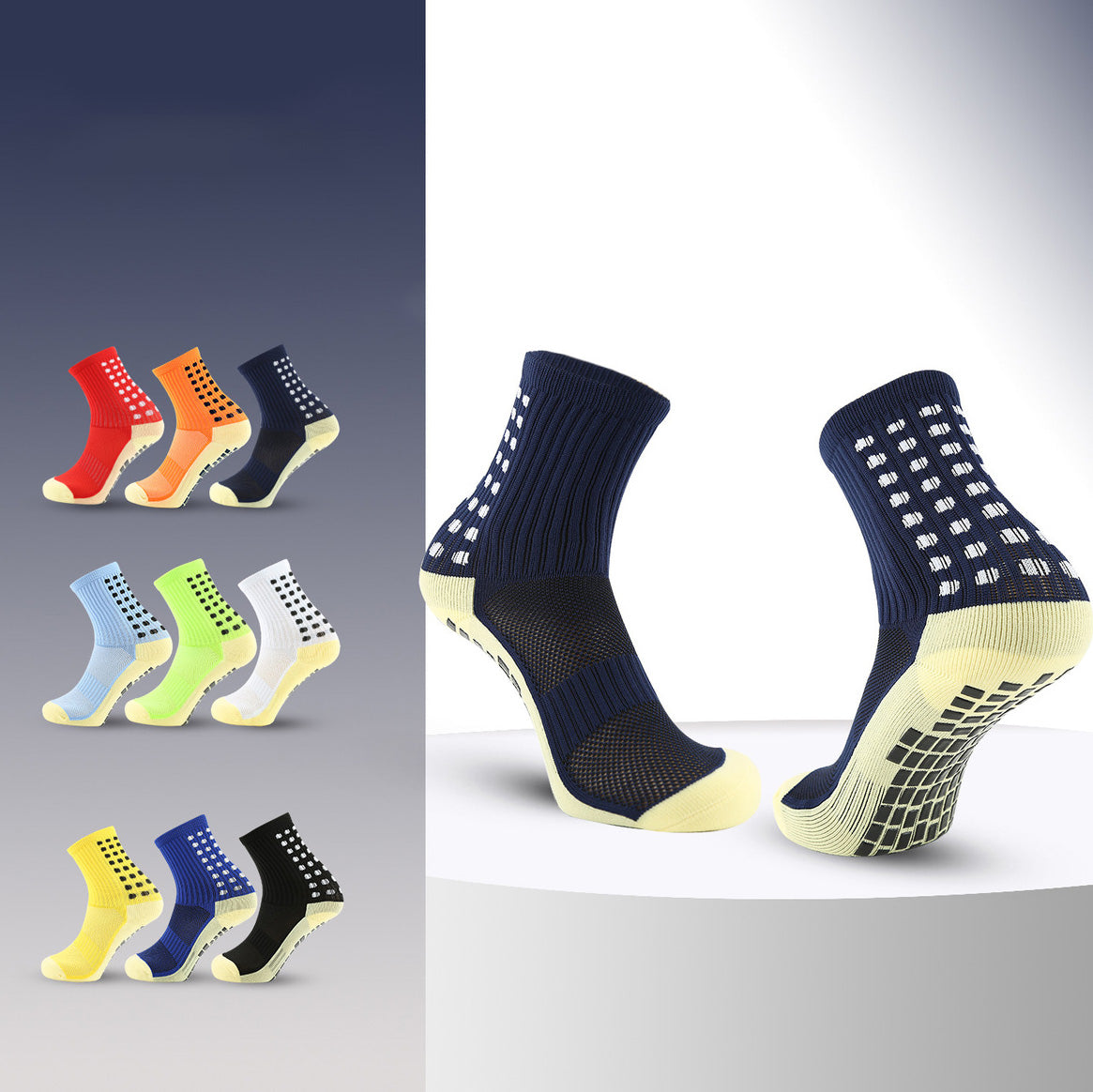 Wholesale Fashion Contrast Color Dispensing Non-Slip Running Sports Tube Socks