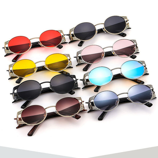 Wholesale Men'S And Women'S Fashion Casual Punk Round Frame Metal Sunglasses