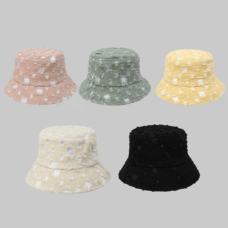 Wholesale Fashion Spring Summer Candy Color Men Women Ripped Bucket Hat