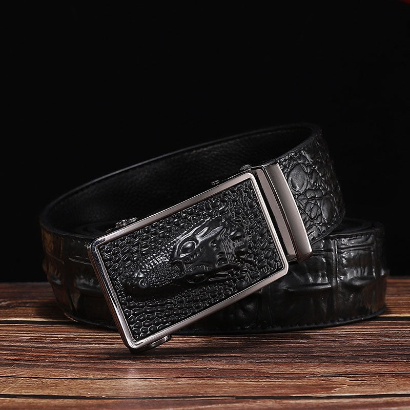 Wholesale Men Fashion Alloy Automatic Buckle Crocodile Pattern Belt