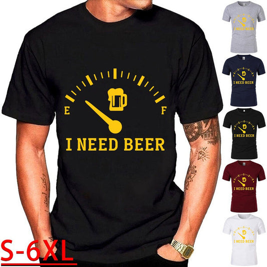 Wholesale I Need Beer Funny Letter Men Basic Short-Sleeved T-Shirt