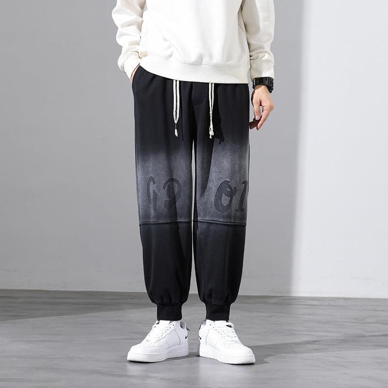 Wholesale Men Spring Autumn Casual Athleisure Letter Gradient Color Loose Plus Size Jogger Pants