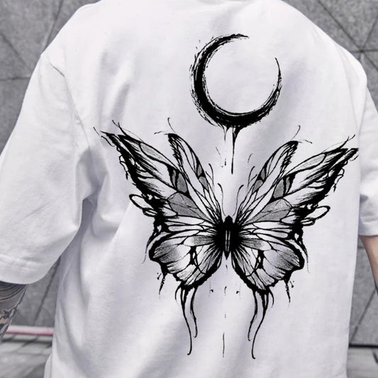 Wholesale Men Fashion Casual Butterfly Print Short Sleeve Round Neck T-Shirt