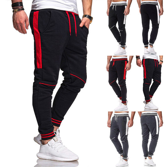 Wholesale Men Fashion Color Matching Drawstring Sports Trousers