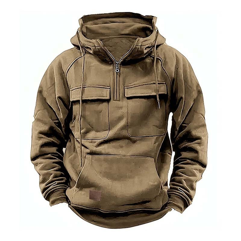 Wholesale Men Autumn Winter Fashion Casual Commuter Solid Color Long Sleeve Turtle Neck Zipper Hoodies