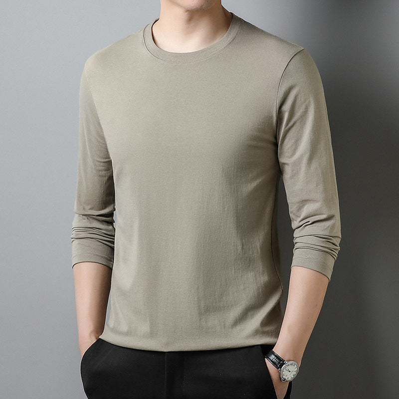 Wholesale Men Casual Basic Commuter Solid Color Long Sleeve Round Neck Base Plus Size T-Shirt