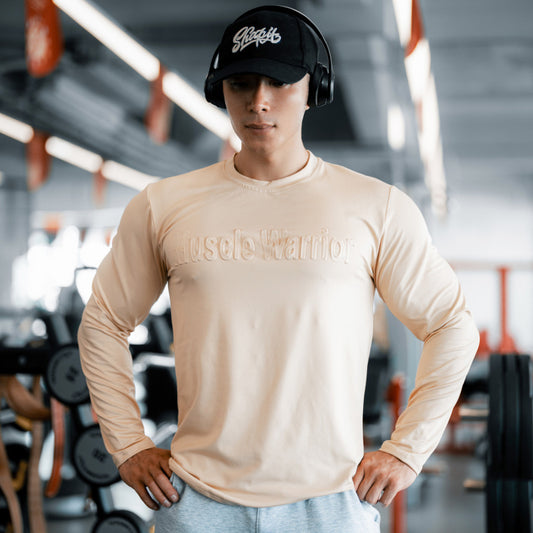 Wholesale Men Casual Sports Basic Solid Color Letter Long Sleeve Round Neck T-Shirt