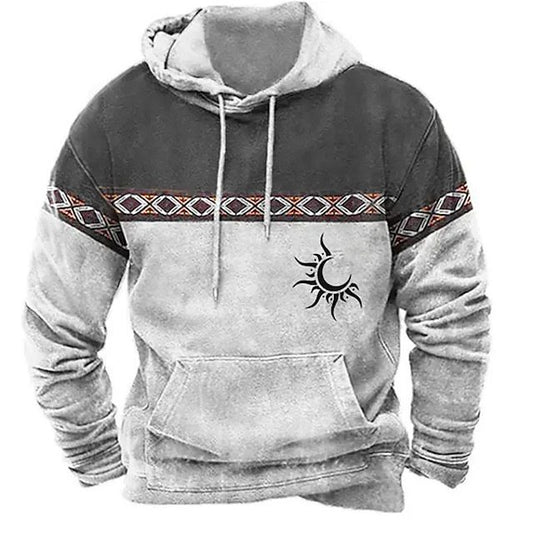 Wholesale Men Spring Autumn Fashion Casual Ethnic Style 3D Digital Print Long Sleeve Plus Size Hoodies