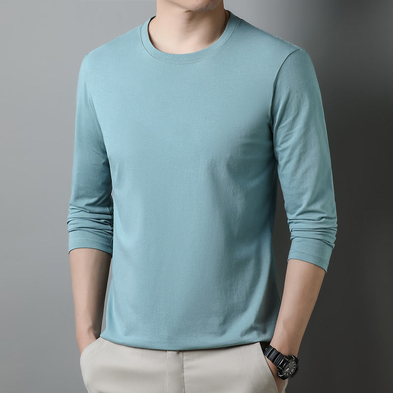 Wholesale Men Casual Basic Commuter Solid Color Long Sleeve Round Neck Base Plus Size T-Shirt