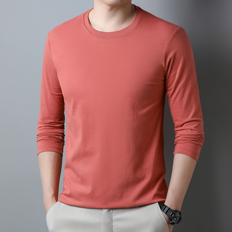 Wholesale Men Casual Basic Commuter Solid Color Long Sleeve Round Neck Base Plus Size T-Shirt