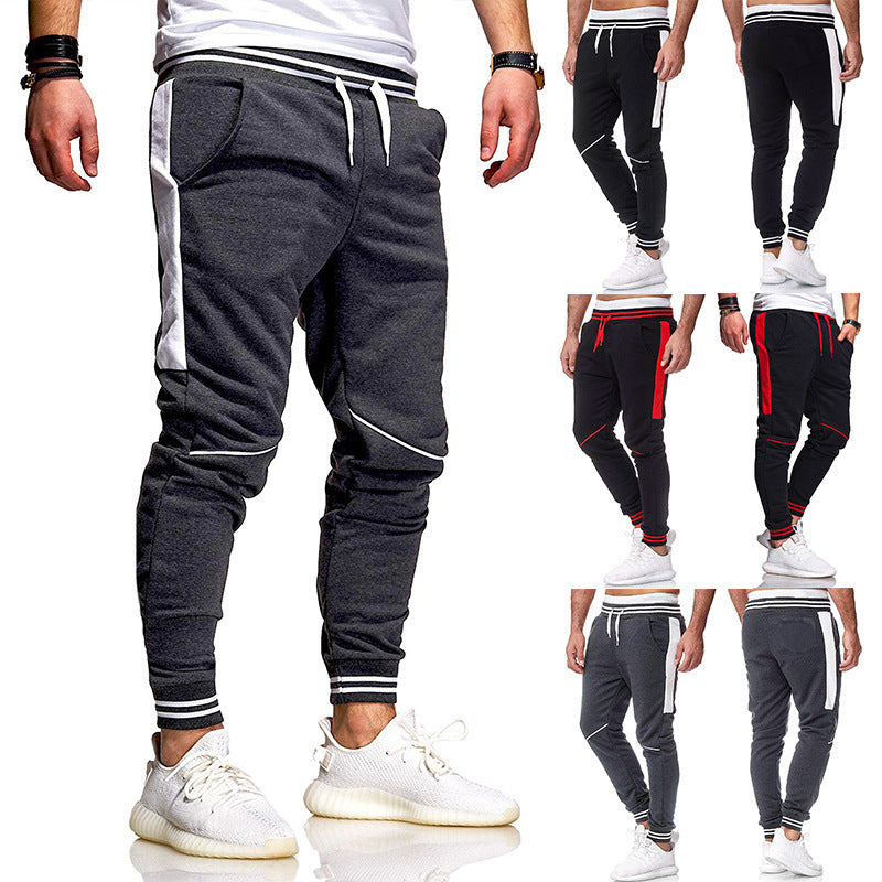 Wholesale Men Fashion Color Matching Drawstring Sports Trousers