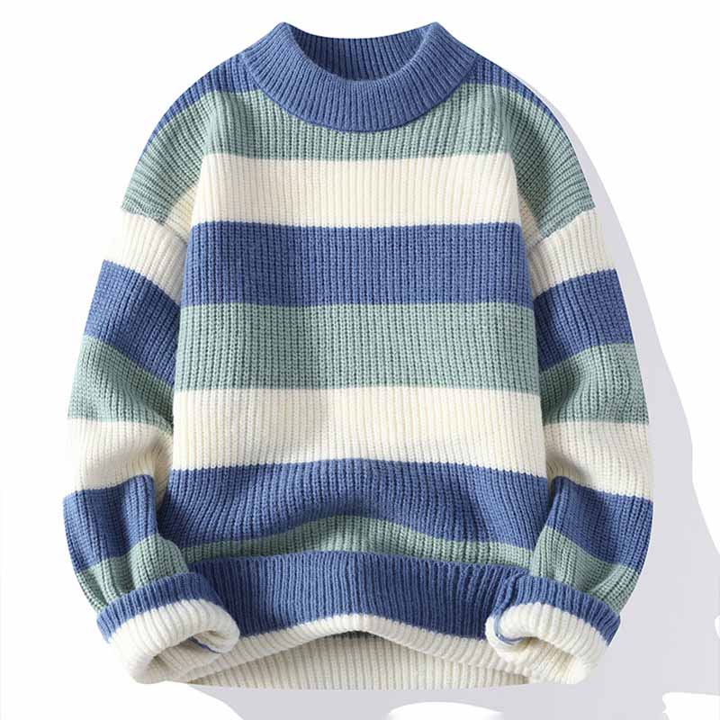 Wholesale Men Autumn Winter Fashion Casual Basic Stripe Long Sleeve Knitwear Sweater