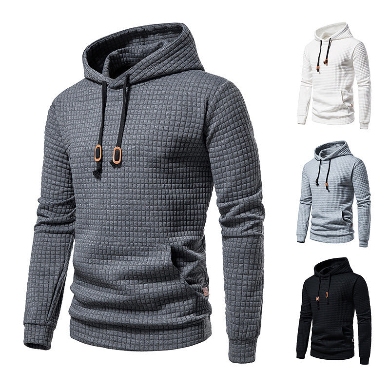 Wholesale Men'S Casual Hooded Long-Sleeved Jacquard Plaid Hoodies