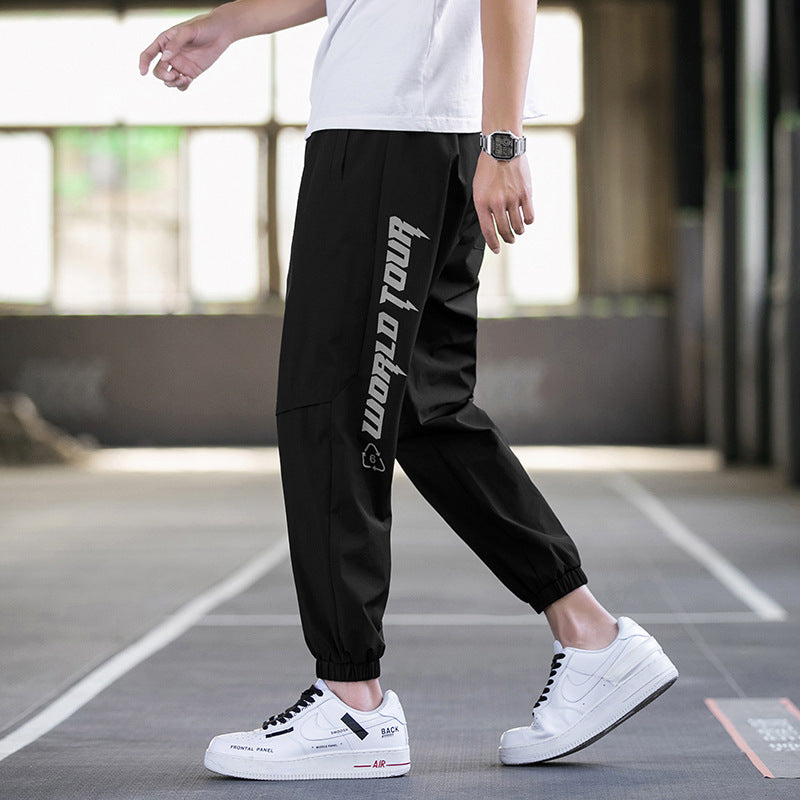 Wholesale Men Summer Fashion Casual Ice Silk Ventilated Letter Print Jogger Pants