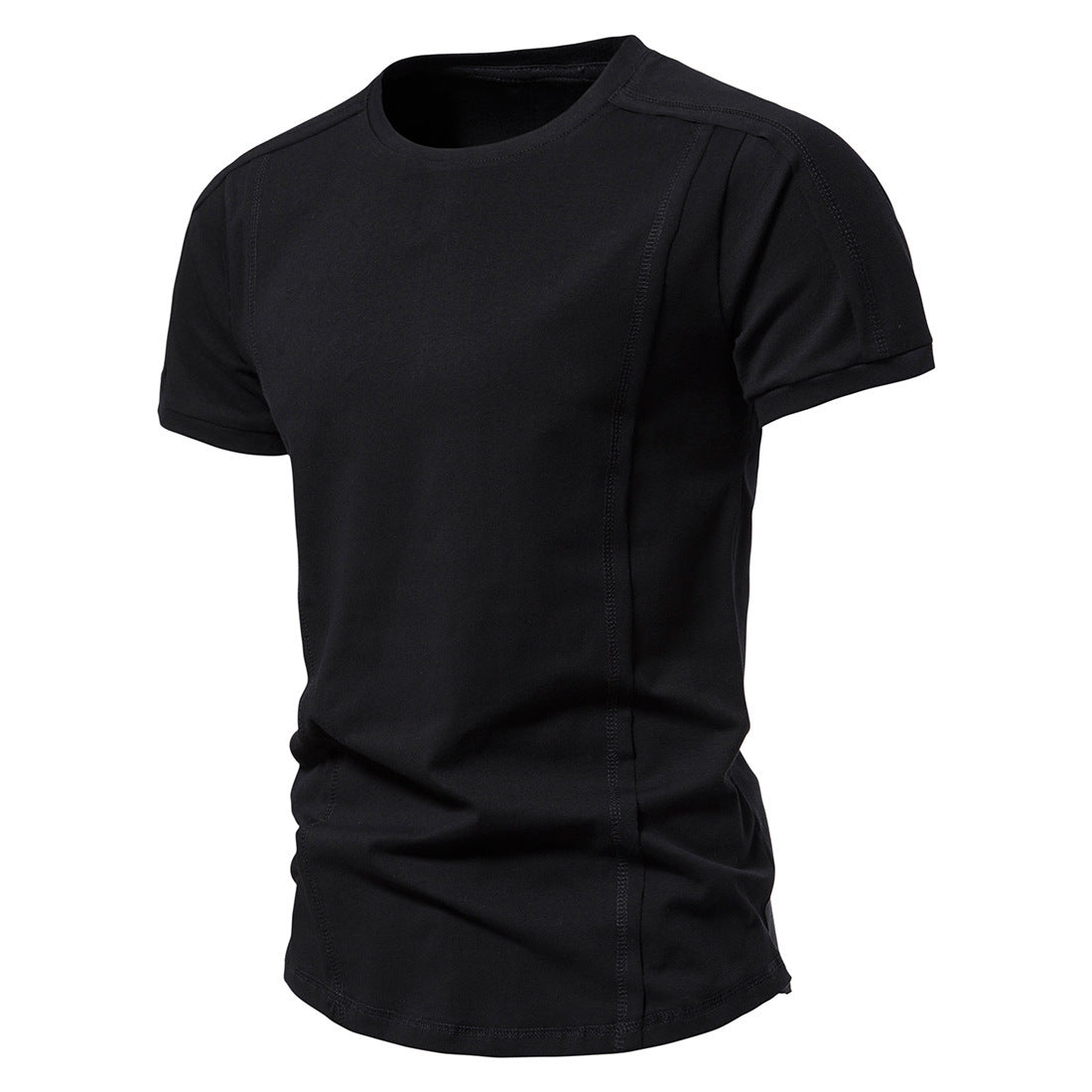 Wholesale Summer Round Neck Breathable Sports Solid Color Casual Stretch Men Short Sleeve T-Shirt