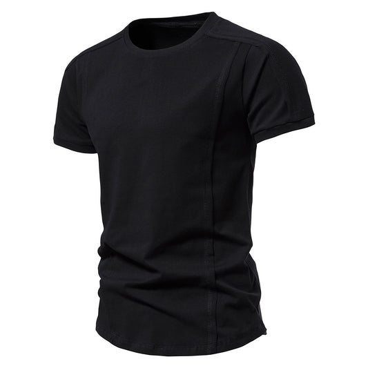 Wholesale Summer Round Neck Breathable Sports Solid Color Casual Stretch Men Short Sleeve T-Shirt