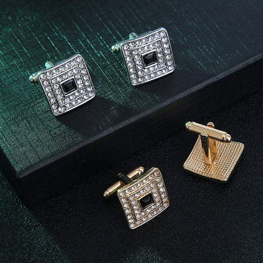 Wholesale Men Classic Square Shaped Rhinestone Design Cufflinks