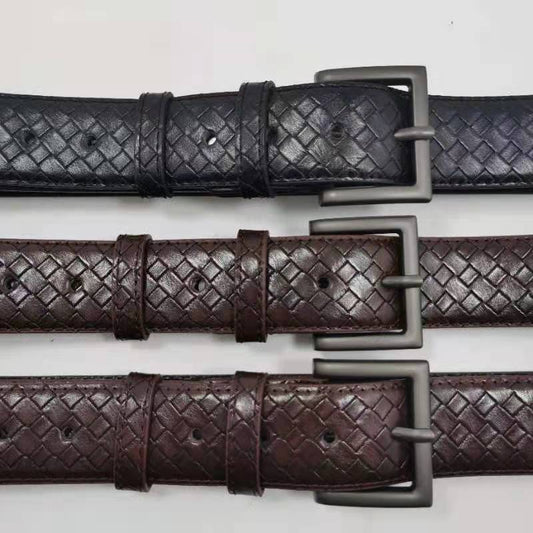 Wholesale Men Square Pin Buckle Woven Pattern Casual Belt