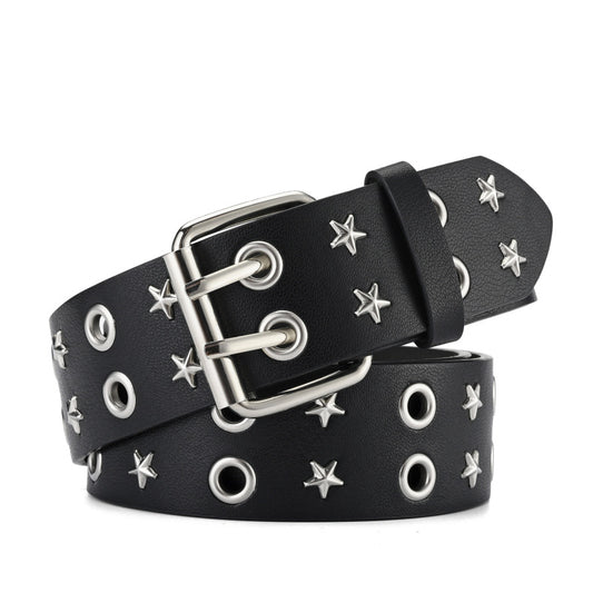 Wholesale Men Fashion Double Buckle Star Pattern Belt