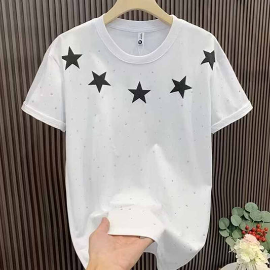 Wholesale Men Fashion Casual Commuter Star Print Short Sleeve Round Neck T-Shirt