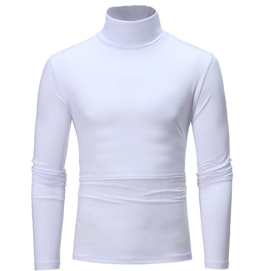 Wholesale Men Casual Slim Solid Color High Neck Long Sleeve Tight T-Shirt