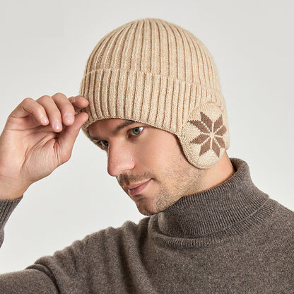 Wholesale Men Winter Warm Knitted Hatfleece-Lined Ear Protection Cover Beanie