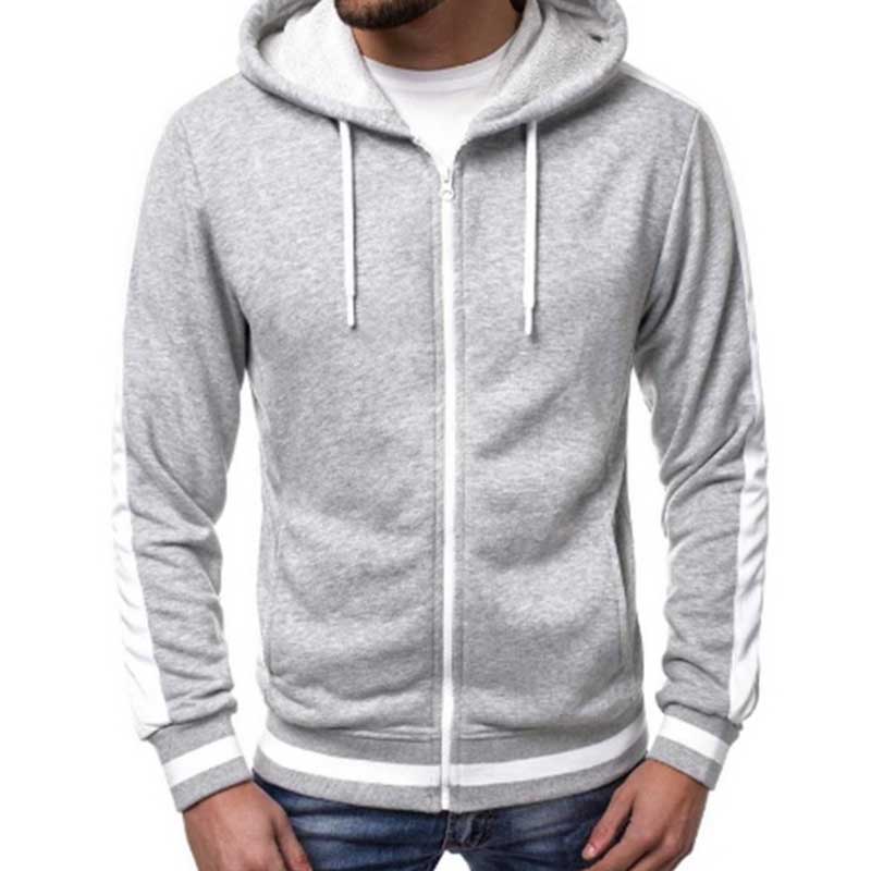 Wholesale Men Spring Autumn Casual Sports Color Matching Long Sleeve Cardigan Hoodies