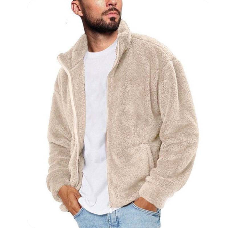 Wholesale Men Autumn Winter Casual Solid Color Plush Coat